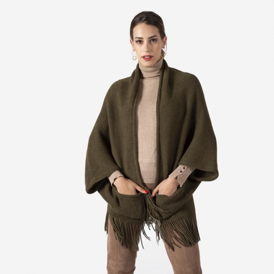 Womens Clothing Jumpers and knitwear Ponchos and poncho dresses Green Nanushka Technical Canvas Poncho in Khaki 